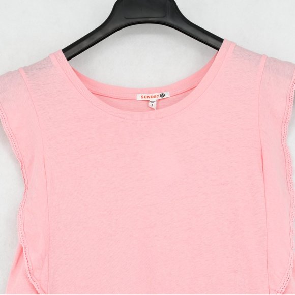 Sundry Pink Ruffle Sleeve Tank Top - Picture 4 of 6